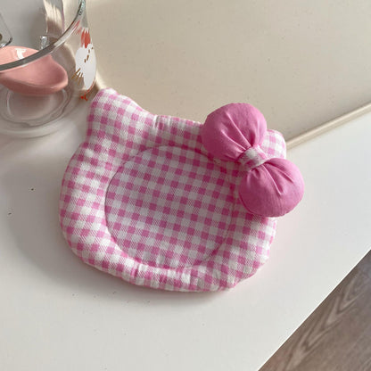 Korean INS Kitty Quilt Insulation Pad, Cute Fabric Kitchen Mat, Desktop Decoration (Pink plaid) V888-ELOSUNG25286