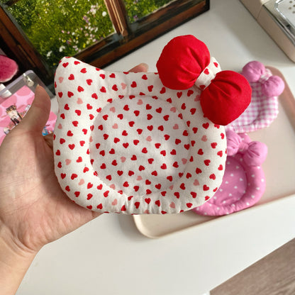 Korean INS Kitty Quilt Insulation Pad, Cute Fabric Kitchen Mat, Desktop Decoration (White and Red) V888-ELOSUNG25287