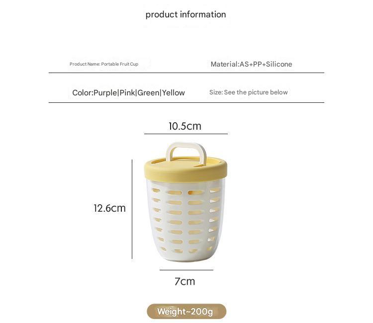 Yellow Double Layer Salad Cup with Fork - Leak-proof Fruit Container, Drain Design, Portable Oatmeal and V888-ELOSUNG25290