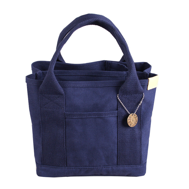 Dark Blue Canvas Lunch Tote Bag - Stylish Handbag with Multiple Compartments for Women V888-ELOSUNG25313