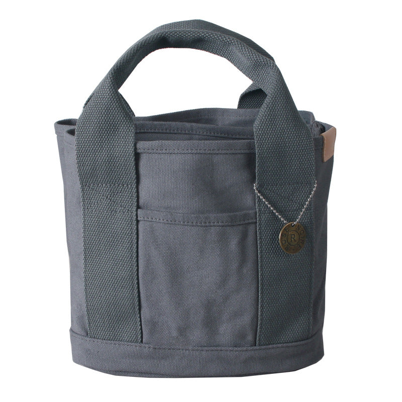 Dark gray Canvas Lunch Tote Bag - Stylish Handbag with Multiple Compartments for Women V888-ELOSUNG25318