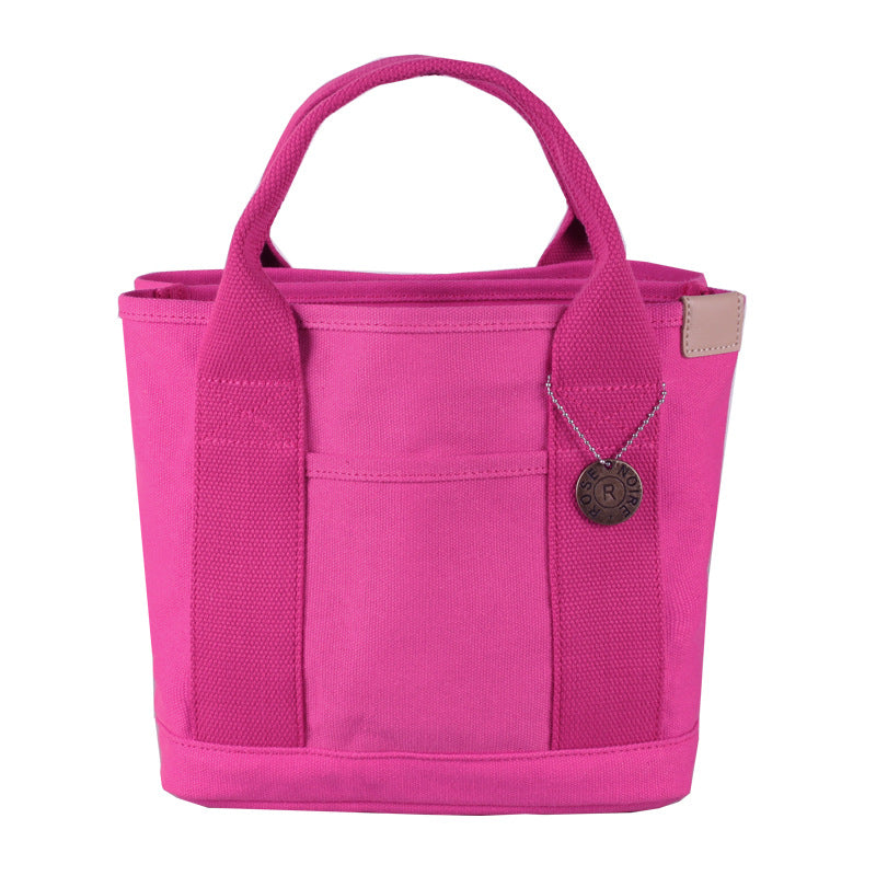 Rose red Canvas Lunch Tote Bag - Stylish Handbag with Multiple Compartments for Women V888-ELOSUNG25319