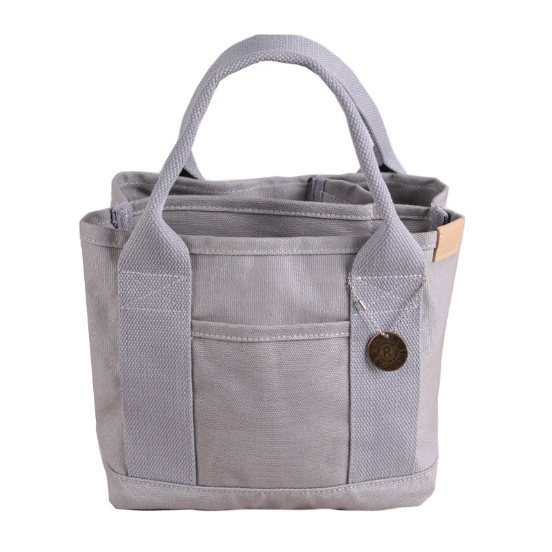 Gray Canvas Lunch Tote Bag - Stylish Handbag with Multiple Compartments for Women V888-ELOSUNG25320