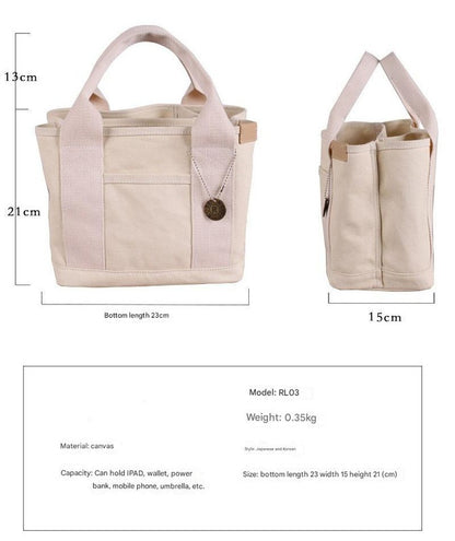 Gray Canvas Lunch Tote Bag - Stylish Handbag with Multiple Compartments for Women V888-ELOSUNG25320