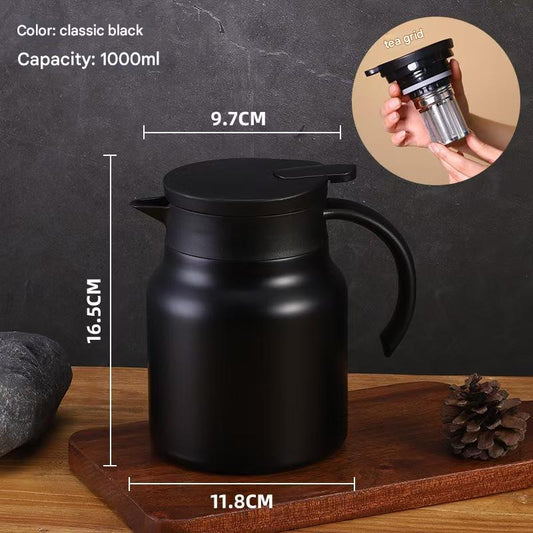 Black 316 Stainless Steel Stewing Tea Kettle with Wooden Handle - Insulated Tea and Coffee Kettle with V888-ELOSUNG25344