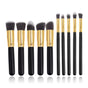 10-Piece Black and Gold Makeup Brush Set - Large and Small Brushes for Professional Beauty Application V888-ELOSUNG25358