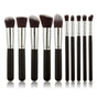 10-Piece Black silver Makeup Brush Set - Large and Small Brushes for Professional Beauty Application V888-ELOSUNG25359
