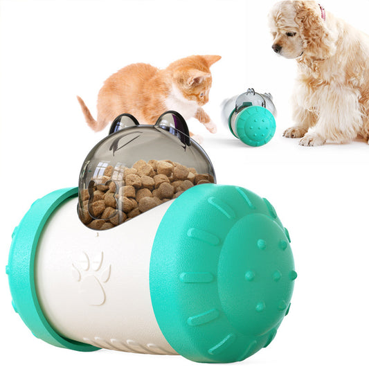 Pet Tumbler Treat Dispenser Ball,Interactive Feeding Toy for Dogs and Cats(Blue and White) V888-ELOSUNG25370