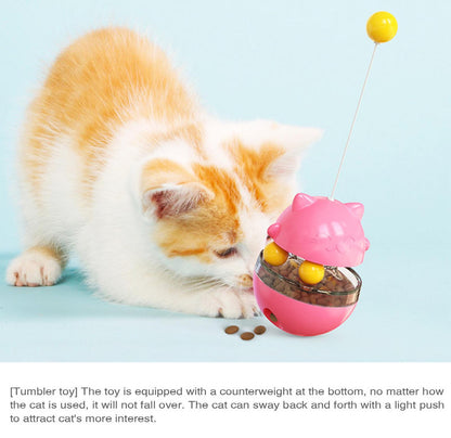 Cat Teaser Cup Toy, Interactive Treat Dispensing Ball with Wand (Blue) V888-ELOSUNG25379