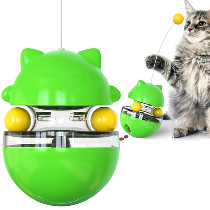 Cat Teaser Cup Toy, Interactive Treat Dispensing Ball with Wand (Green) V888-ELOSUNG25380