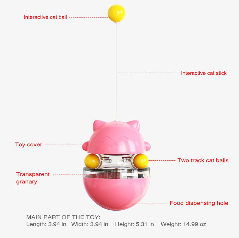 Cat Teaser Cup Toy, Interactive Treat Dispensing Ball with Wand (Yellow) V888-ELOSUNG25381