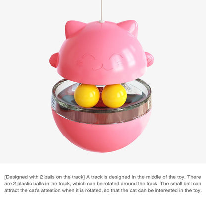 Cat Teaser Cup Toy, Interactive Treat Dispensing Ball with Wand (Yellow) V888-ELOSUNG25381