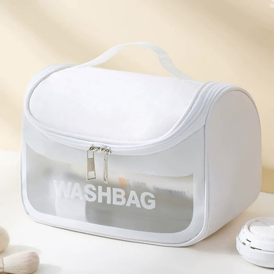 PVC Transparent Cosmetic Bag,Waterproof Portable Travel Organizer with Handle(white) V888-ELOSUNG25389