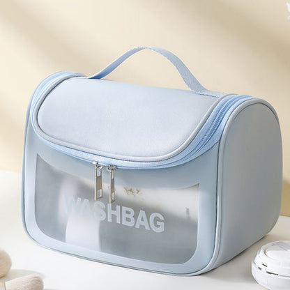 PVC Transparent Cosmetic Bag,Waterproof Portable Travel Organizer with Handle(Sky blue) V888-ELOSUNG25390