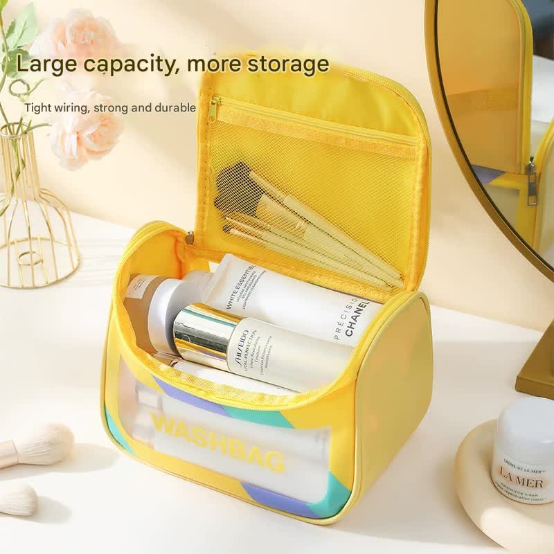 PVC Transparent Cosmetic Bag,Waterproof Portable Travel Organizer with Handle(Black) V888-ELOSUNG25392