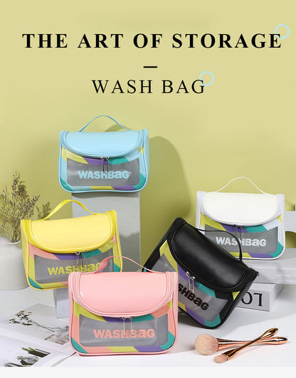 PVC Transparent Cosmetic Bag,Waterproof Portable Travel Organizer with Handle(Green) V888-ELOSUNG25393