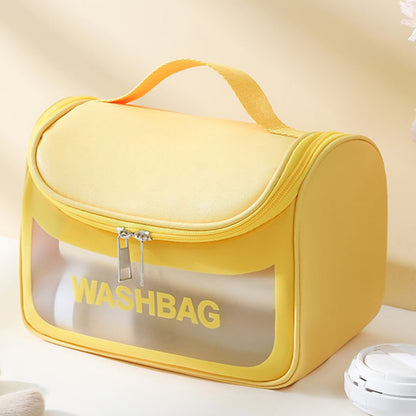 PVC Transparent Cosmetic Bag,Waterproof Portable Travel Organizer with Handle(Yellow) V888-ELOSUNG25394