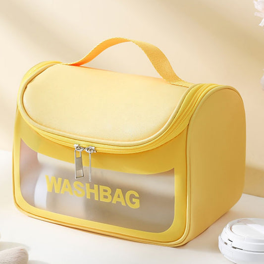 PVC Transparent Cosmetic Bag,Waterproof Portable Travel Organizer with Handle(Yellow) V888-ELOSUNG25394