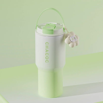 304 Stainless Steel Insulated Tumbler,Large Capacity with Handle and Cute Cloud Accessory(Green) V888-ELOSUNG25395