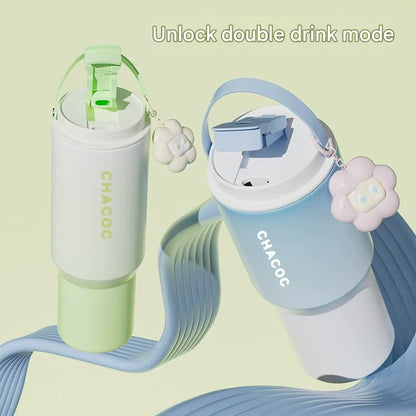 304 Stainless Steel Insulated Tumbler,Large Capacity with Handle and Cute Cloud Accessory(Green) V888-ELOSUNG25395