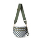 Oxford Cloth Crossbody Bag,Large Capacity Shell-Shaped Fanny Pack with Adjustable Strap(Green plaid) V888-ELOSUNG25401