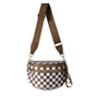 Oxford Cloth Crossbody Bag,Large Capacity Shell-Shaped Fanny Pack with Adjustable Strap(Brown plaid) V888-ELOSUNG25403