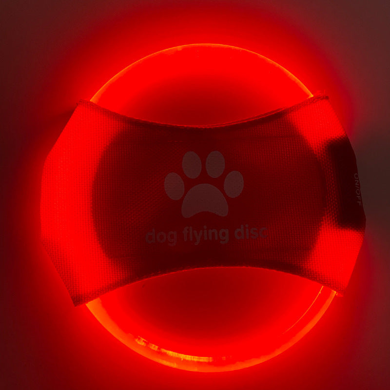 Red LED Rechargeable Dog Flying Disc - Glow-in-the-Dark Pet Training Toy with Paw Design V888-ELOSUNG25406
