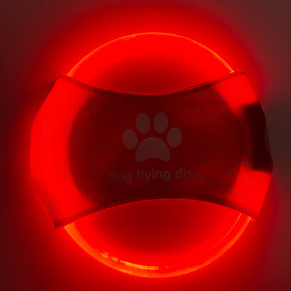 Red LED Rechargeable Dog Flying Disc - Glow-in-the-Dark Pet Training Toy with Paw Design V888-ELOSUNG25406