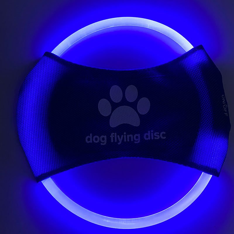 Blue LED Rechargeable Dog Flying Disc - Glow-in-the-Dark Pet Training Toy with Paw Design V888-ELOSUNG25407