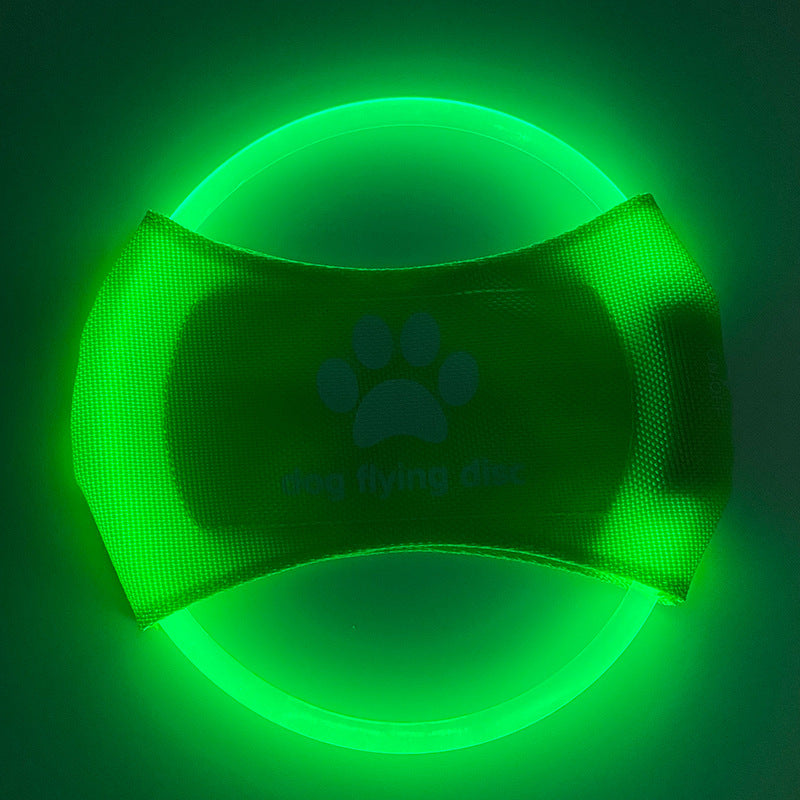 Green LED Rechargeable Dog Flying Disc - Glow-in-the-Dark Pet Training Toy with Paw Design V888-ELOSUNG25408