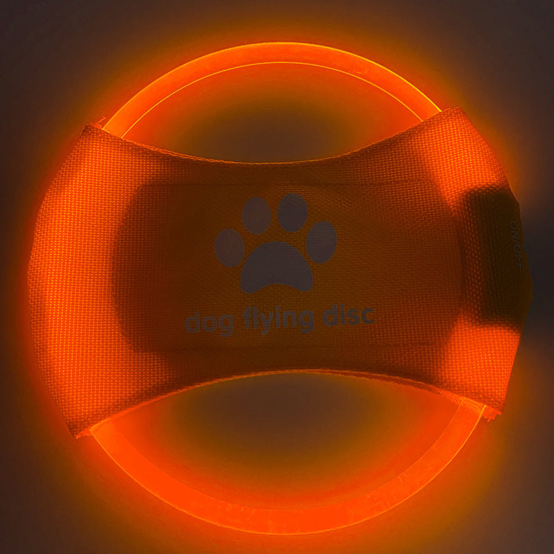 Orange LED Rechargeable Dog Flying Disc - Glow-in-the-Dark Pet Training Toy with Paw Design V888-ELOSUNG25410