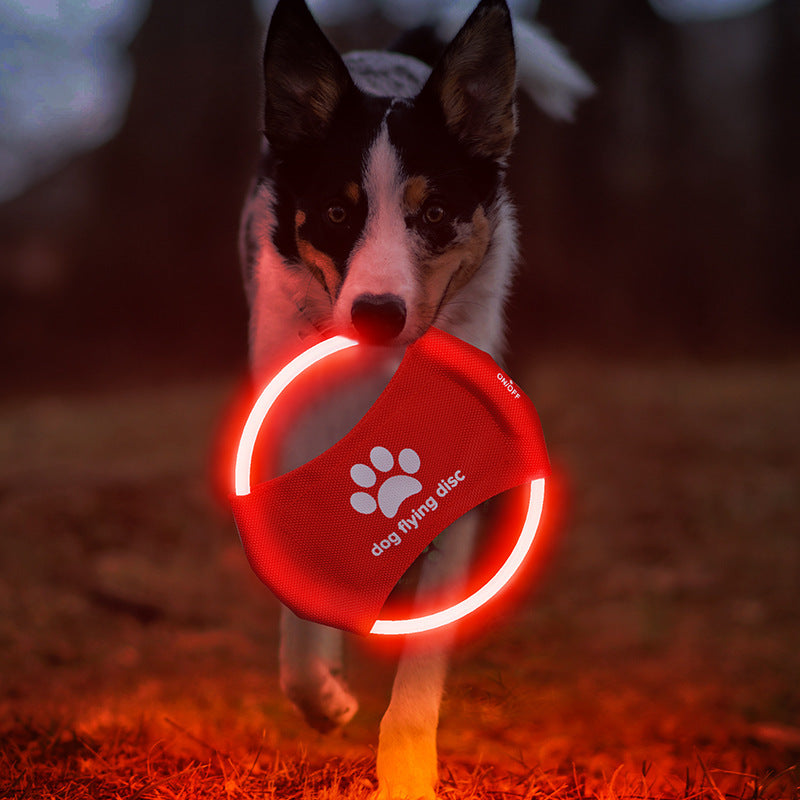 Orange LED Rechargeable Dog Flying Disc - Glow-in-the-Dark Pet Training Toy with Paw Design V888-ELOSUNG25410