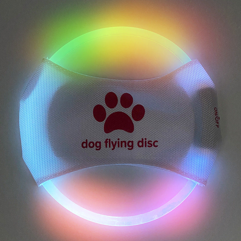 Colorful Light LED Rechargeable Dog Flying Disc - Glow-in-the-Dark Pet Training Toy with Paw Design V888-ELOSUNG25411