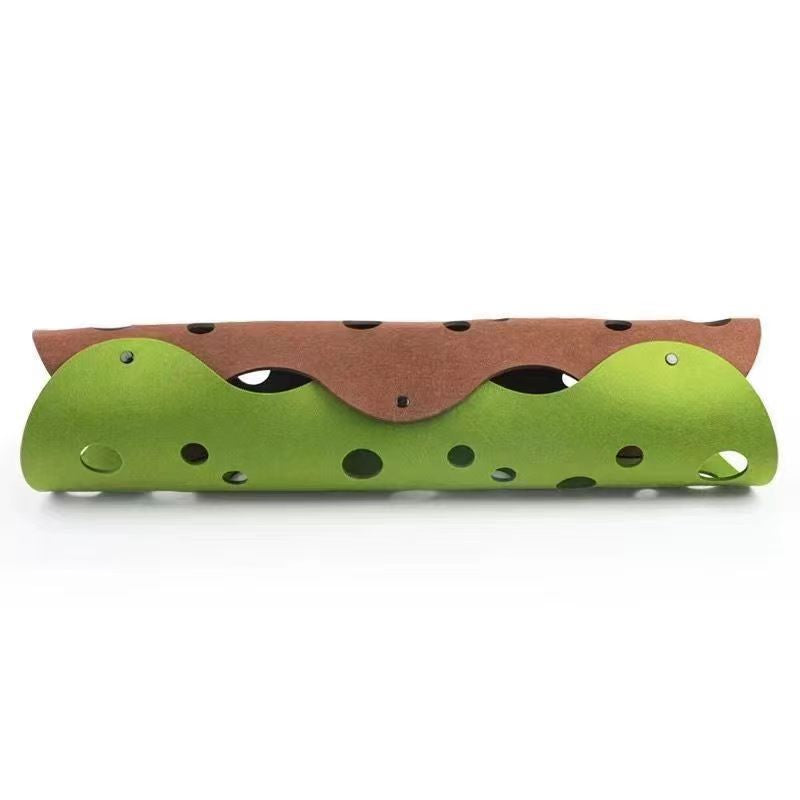 DIY Felt Cat Tunnel - Foldable Egg Roll-Shaped Pet Toy with Multiple Holes(Brown + Green) V888-ELOSUNG25413