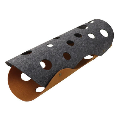 DIY Felt Cat Tunnel - Foldable Egg Roll-Shaped Pet Toy with Multiple Holes(Brown + Gray) V888-ELOSUNG25416