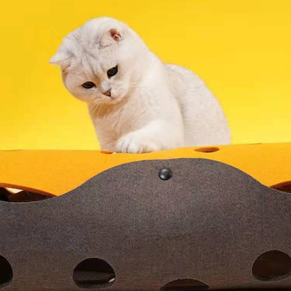 DIY Felt Cat Tunnel - Foldable Egg Roll-Shaped Pet Toy with Multiple Holes(Dark Gray + Orange) V888-ELOSUNG25417