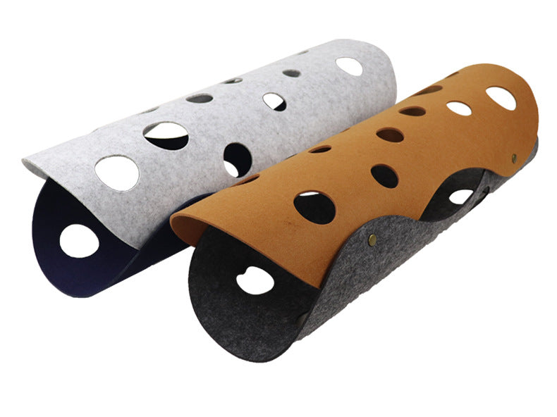 DIY Felt Cat Tunnel - Foldable Egg Roll-Shaped Pet Toy with Multiple Holes(Dark Gray + Orange) V888-ELOSUNG25417