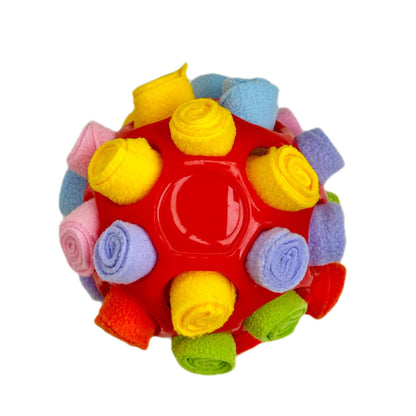 Rubber Snuffle Ball for Pets,Interactive Hollow Treat-Hiding Toy for Dogs and Cats(red) V888-ELOSUNG25418