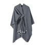 Solid Knit Poncho Shawl,Warm Fall/Winter Cape with Slit and Crossbar Design(Dark gray) V888-ELOSUNG25426