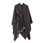 Solid Knit Poncho Shawl,Warm Fall/Winter Cape with Slit and Crossbar Design(Coffee) V888-ELOSUNG25428