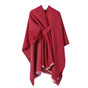 Solid Knit Poncho Shawl,Warm Fall/Winter Cape with Slit and Crossbar Design(Red) V888-ELOSUNG25431