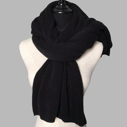 Black Imitation Cashmere Solid Scarf - Warm Winter Shawl for Men and Women V888-ELOSUNG25433