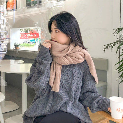 Black Imitation Cashmere Solid Scarf - Warm Winter Shawl for Men and Women V888-ELOSUNG25433