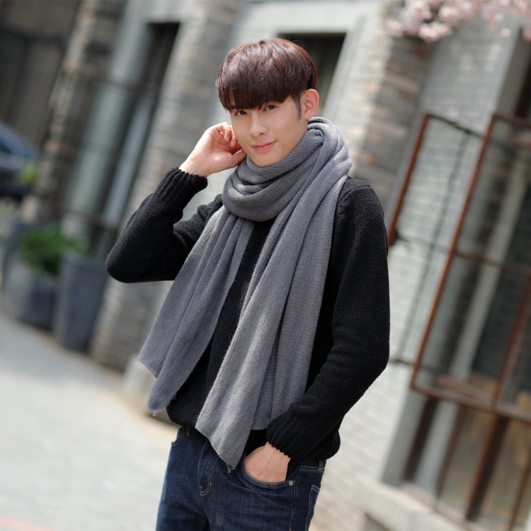 Black Imitation Cashmere Solid Scarf - Warm Winter Shawl for Men and Women V888-ELOSUNG25433