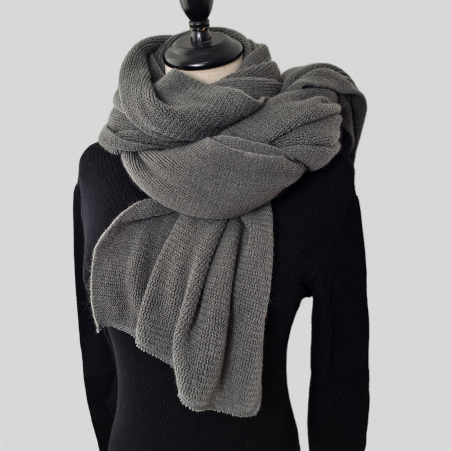 Dark gray Imitation Cashmere Solid Scarf - Warm Winter Shawl for Men and Women V888-ELOSUNG25434