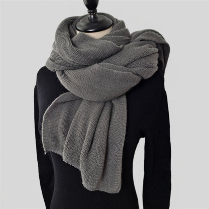 Dark gray Imitation Cashmere Solid Scarf - Warm Winter Shawl for Men and Women V888-ELOSUNG25434