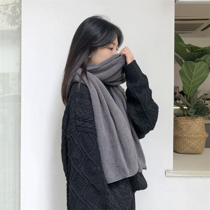 Dark gray Imitation Cashmere Solid Scarf - Warm Winter Shawl for Men and Women V888-ELOSUNG25434