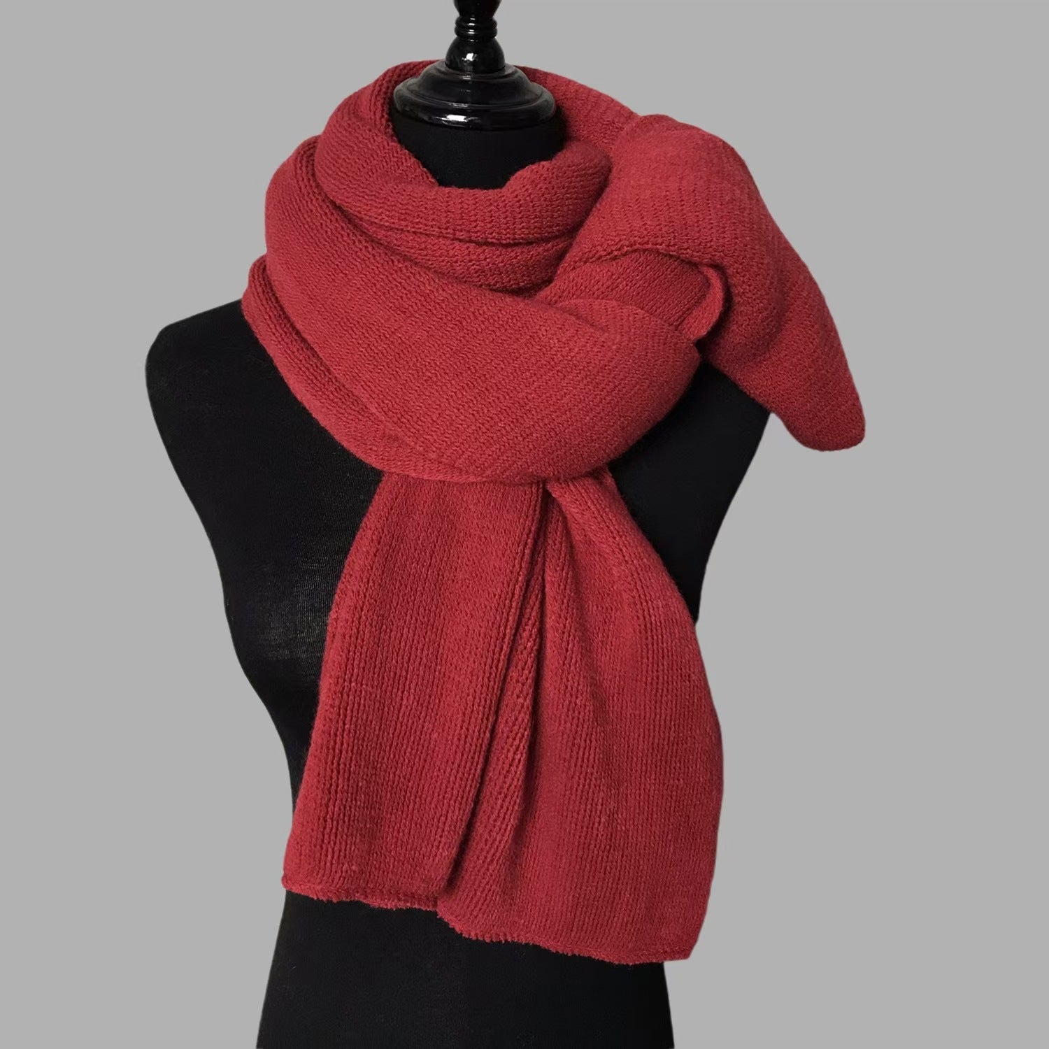 Red Imitation Cashmere Solid Scarf - Warm Winter Shawl for Men and Women V888-ELOSUNG25436