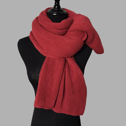 Red Imitation Cashmere Solid Scarf - Warm Winter Shawl for Men and Women V888-ELOSUNG25436