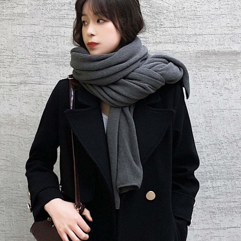 Red Imitation Cashmere Solid Scarf - Warm Winter Shawl for Men and Women V888-ELOSUNG25436